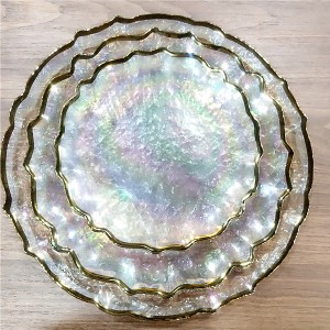 Dazzling Reef Glass Charger Plates with Gold Rim