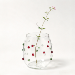 Wholesale Aesthetic 3D Polka Dot Borosilicate Glass Vase