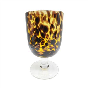 Glasswaretalk Amber Tortoise Shell Leopard Hand Made Glassware Set of 5