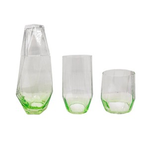 Prism Faceted Green Drinking Glasses Set