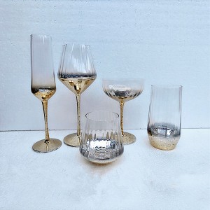 Golden Half Electroplated Mixed Glass Set