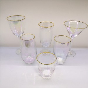 Wholesale Gentle Ribbed Rainbow Cocktail Glases