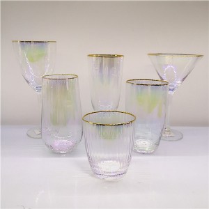 Wholesale Gentle Ribbed Rainbow Cocktail Glases