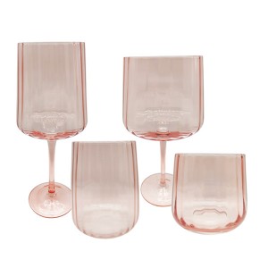 Pink Solid Color Ribbed Glassware Collection