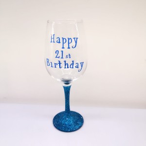 Birthday gift Glittered Stem Wine Glasses