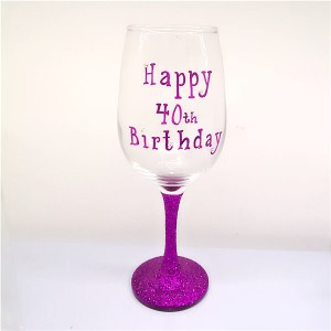 Birthday gift Glittered Stem Wine Glasses