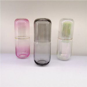 Gentle Ribbed Glass Carafe with Cup Gold Rimmed