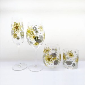Glitter Snowflake Design Christmas Wine Glasses