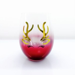 Reindeer Printing Stemless Christmas Wine Glasses