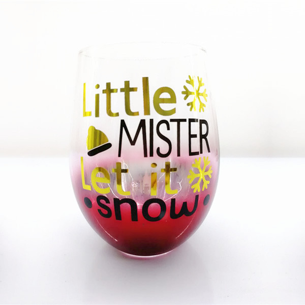 Stemlesss Christmas Wine Glasses, Gold Reindeer Printing Stemless Christmas Wine Glasses