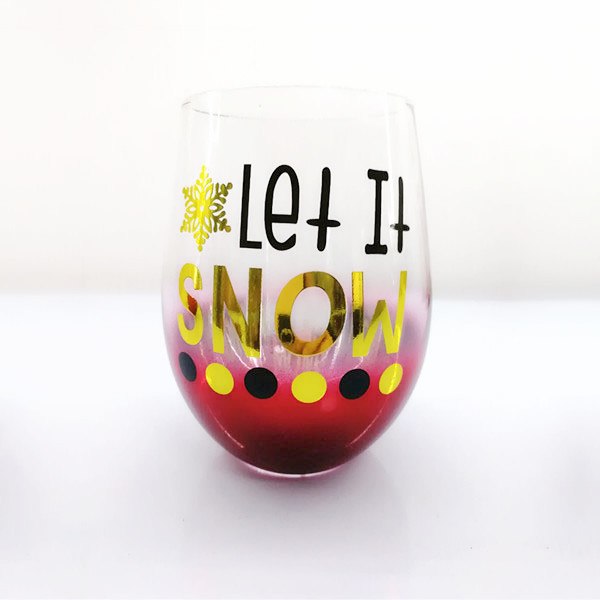 Stemlesss Christmas Wine Glasses, Gold Reindeer Printing Stemless Christmas Wine Glasses