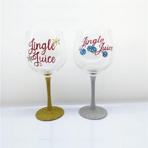 Set of 2pcs Ballon Style Glitter Christmas Wine Glasses