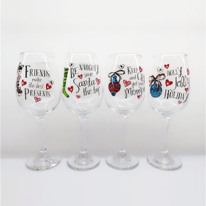 Set 4 Christmas Decorations Wine Glasses