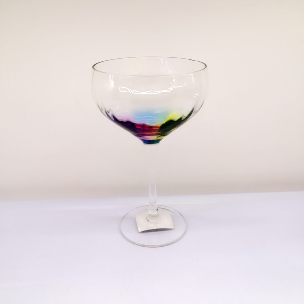 Gentle Ribbed Rainbow Tinting Decoration on the Bowl Base of Wine Glass-Champagne Flute-Cocktail Glass-Champagne Saucer-Hiball Glass-Water Cups