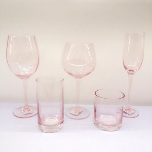 Ribbed Broad Vertical Pink Tinting Gin Glasses