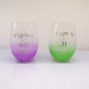 Laser Decal Printing Stemless Birthday Wine Glass