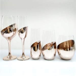 Slant Electroplated Rose Gold Wine Glass Sets