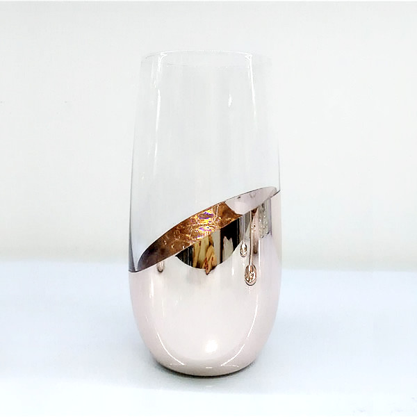Slant Electroplated Rose Gold Wine Glass Sets, Stemmed Champagne Glasses, Tumblers, Hiball Glasses