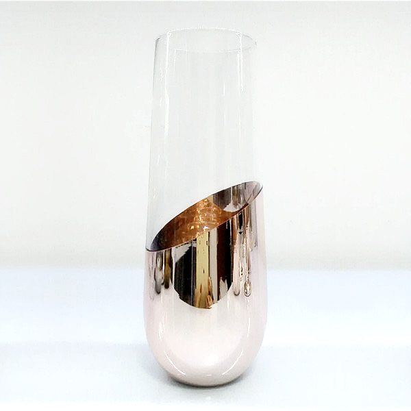 Slant Electroplated Rose Gold Wine Glass Sets, Stemmed Champagne Glasses, Tumblers, Hiball Glasses