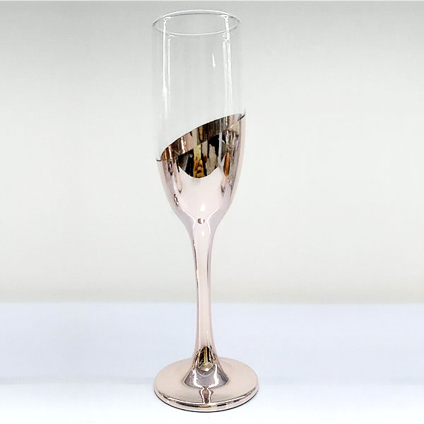 Slant Electroplated Rose Gold Wine Glass Sets, Stemmed Champagne Glasses, Tumblers, Hiball Glasses