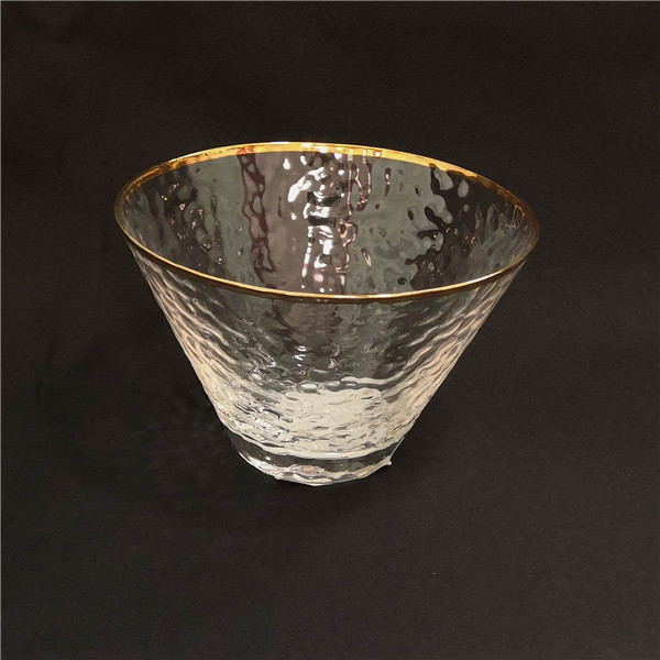 Gold Rimmed Hammer Eye Pattern Wine Glasses-Champagne Flutes-Hiball Glasses-Drinking Glasses-Ice-cream Bowls