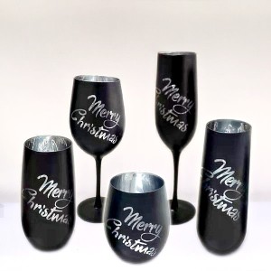 Set of 5pcs Laser Engrave Merry Christmas Wine Glass