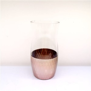 Engraved Honeycomb Design Rose Gold Glass Vase