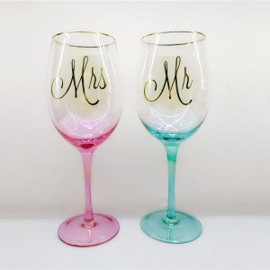 Pearly Luster Mr and Mrs Wedding Wine Glasses