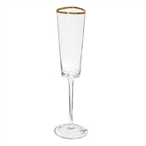 Gold Rimmed Triangle Hammer Eye Pattern Champagne Flutes