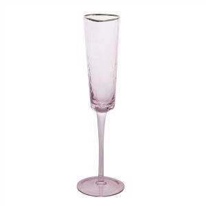 Gold Rimmed Triangle Hammer Eye Pattern Champagne Flutes