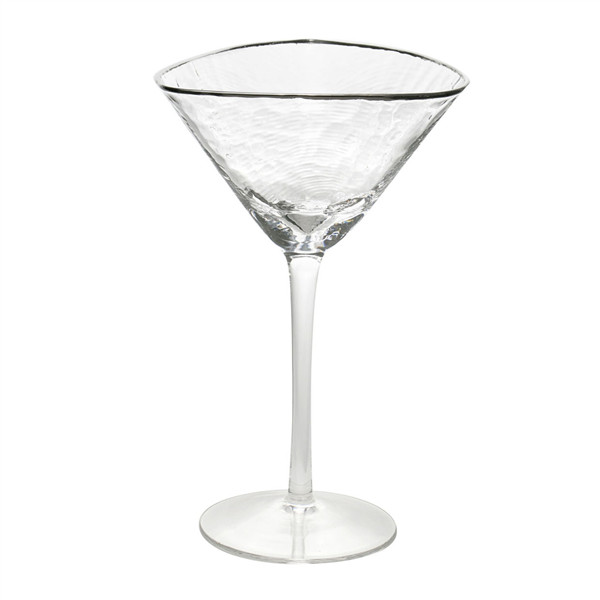 Gold Rimmed Triangle Hammer Eye Pattern Cocktail Glasses-Martini Glasses