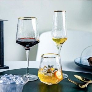 High Quality Gold Rimmed Crystal Wine Glasses  Tumbler Glass