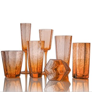 Gold Rimmed Hammer Eye Pattern Geometric Glasses Wine Glasses Tumblers