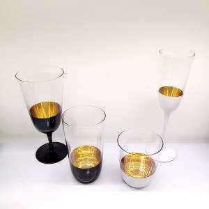 Black Surface  and Gold Interior Wine Glasses