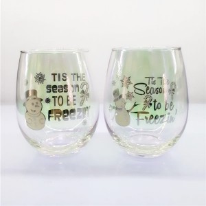 Snowman Printing Stemless Christmas Wine Glasses