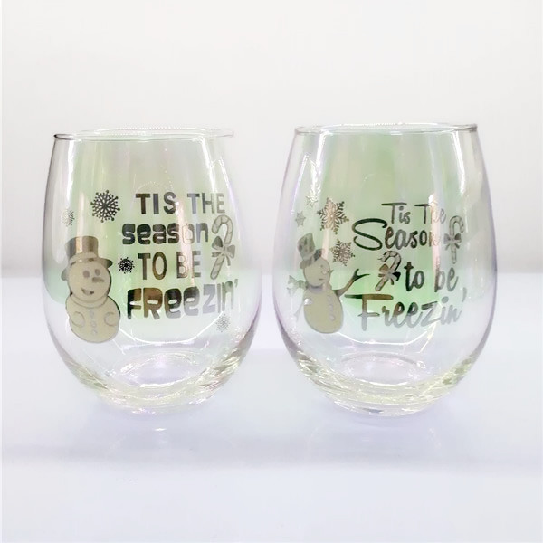 Rainbow Tinting Stemless Christmas Wine Glasses