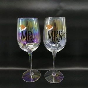 Set of 2pcs Mr and Mrs Rainbow Tinting Stemless Christmas Wine Glasses