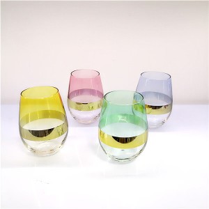 Set 4 Egg Shape Stemless Wine Glasses