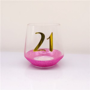 Glittering Stem Base Birthday Wine Glasses