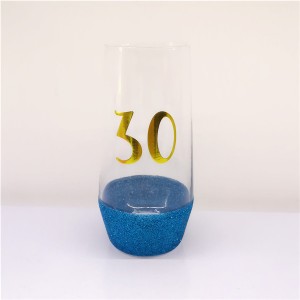 Glittering Stem Base Birthday Wine Glasses