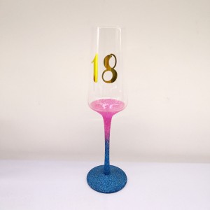 Glittering Stem Base Birthday Wine Glasses