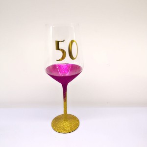 Glittering Stem Base Birthday Wine Glasses