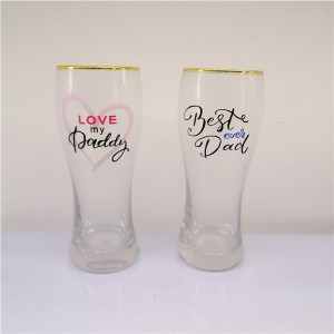 Happy Fathers Day Pilsner Glass Personalized Gold Rimmed Beer Glass