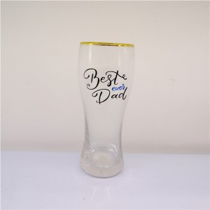 Happy Fathers Day Pilsner Glass Personalized Gold Rimmed Beer Glass