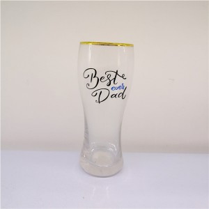 Happy Fathers Day Pilsner Glass Personalized Gold Rimmed Beer Glass