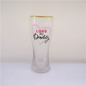 Happy Fathers Day Pilsner Glass Personalized Gold Rimmed Beer Glass