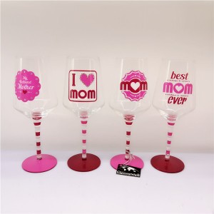 Set 4 Rhinestones Embelished Wine Glass for Mom