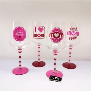 Set 4 Rhinestones Embelished Wine Glass for Mom