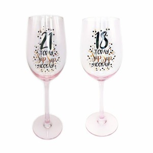 Pearly Luster Happy Birthday Wine Glasses
