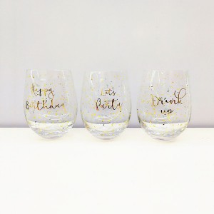 Happy Birthday 22 oz Stemless Wine Glass